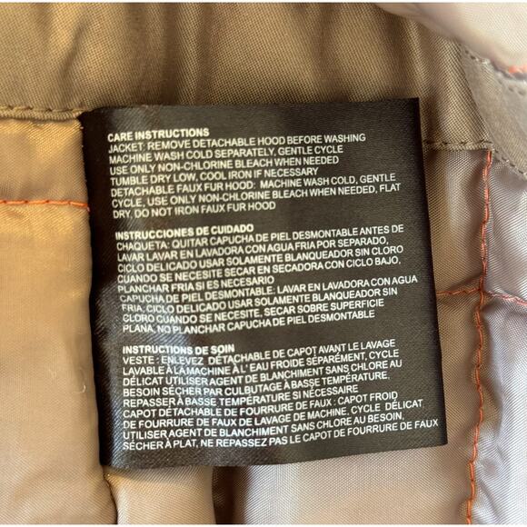 Buffalo David Bitton Womens Jacket Large Brown Parka Faux Fur Hooded Winter - Picture 9 of 10